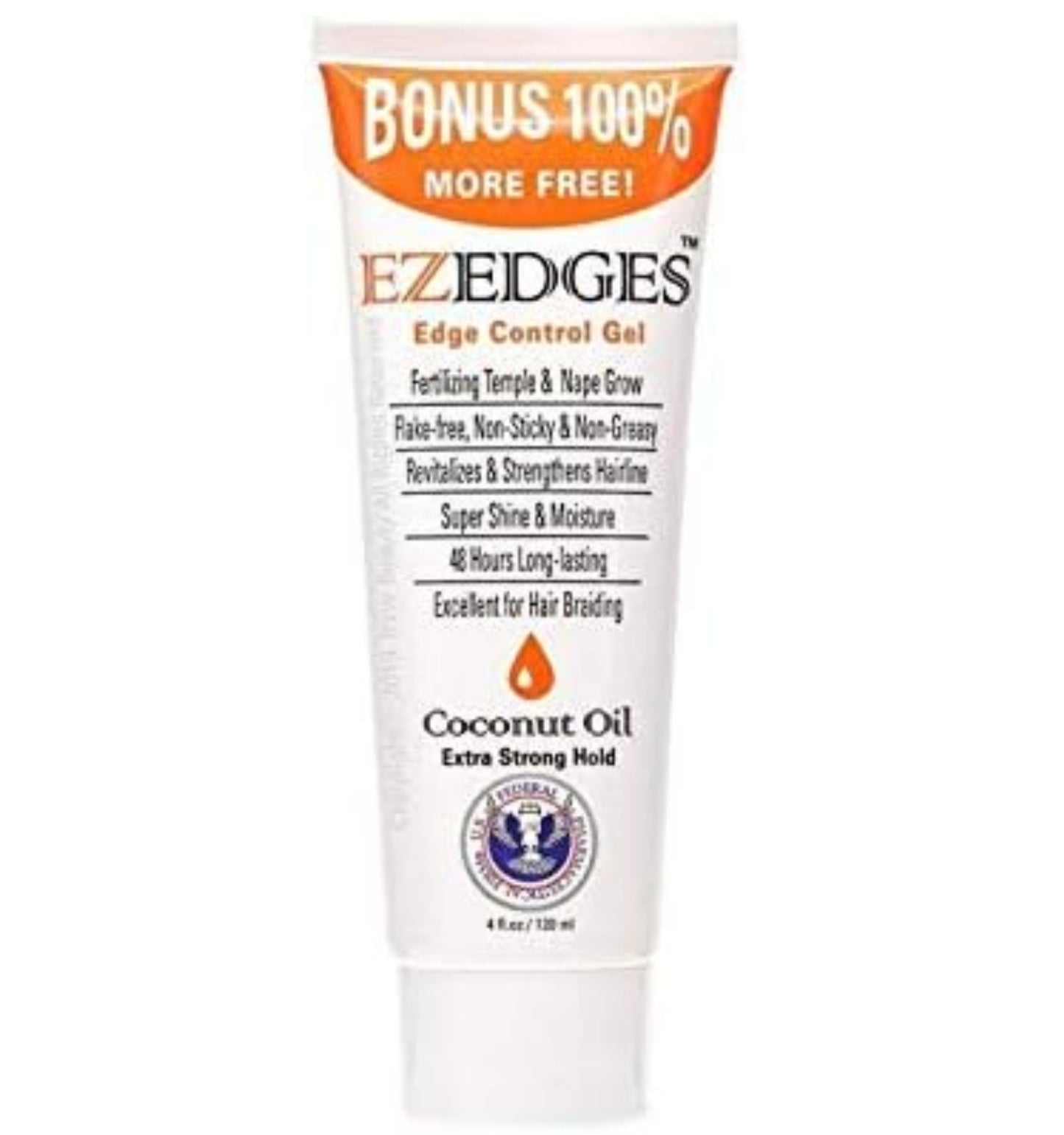 EZEDGES EDGE CONTROL GEL Extra Strong Hold (Coconut Oil), 4 oz.