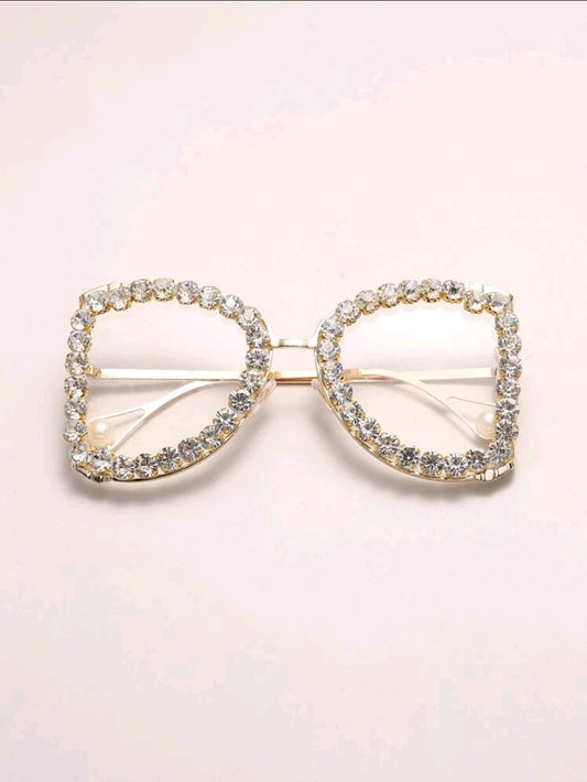 Rhinestone Decor Luxury Style Sunglasses