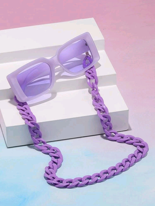 Square Frame Glasses With Glasses Chain