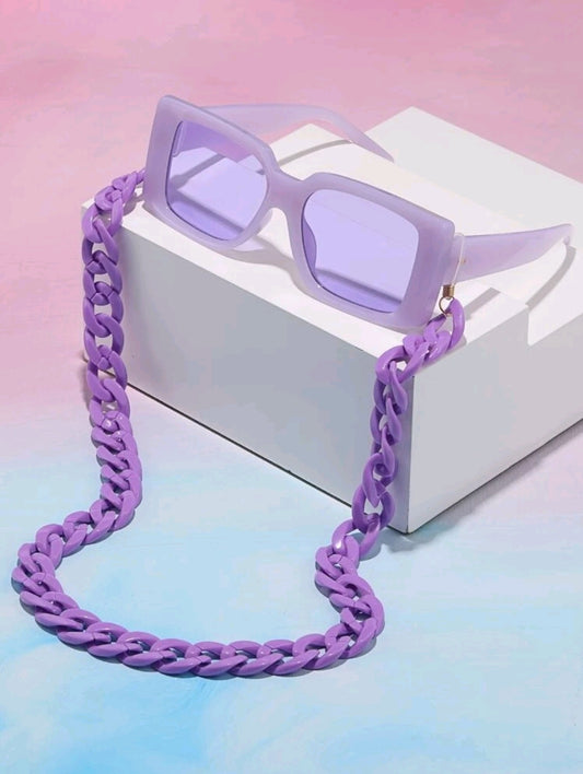 Square Frame Glasses With Glasses Chain