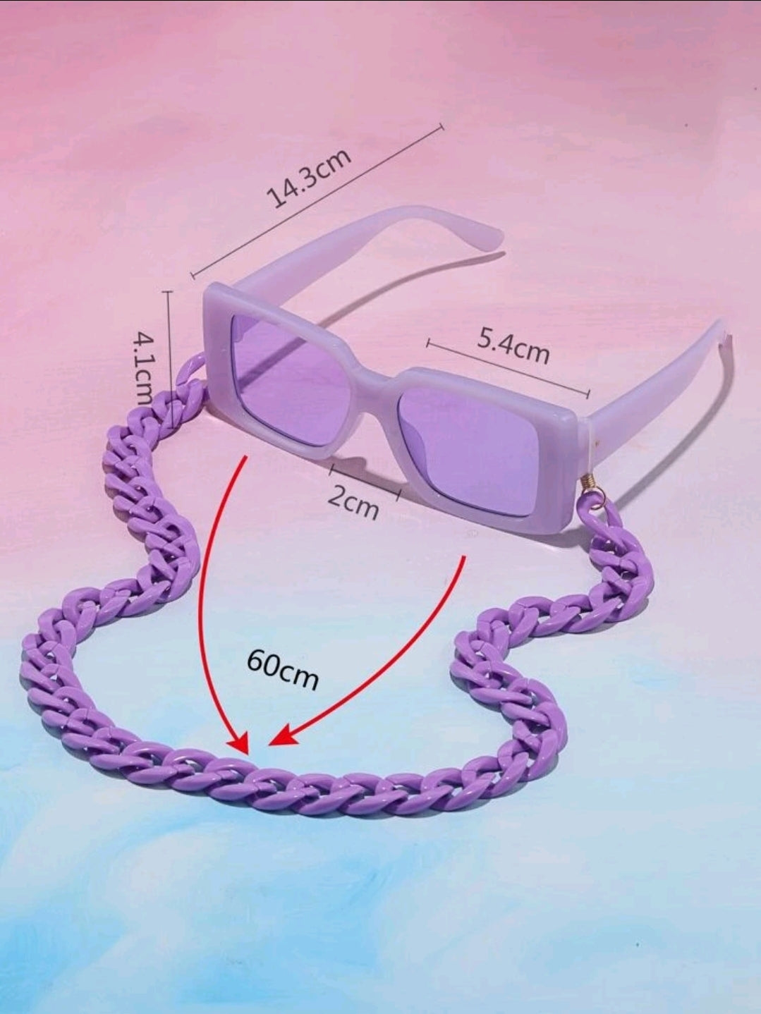 Square Frame Glasses With Glasses Chain