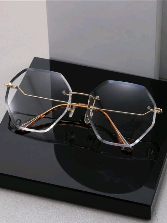 Geometric Lens Rimless Eyeglasses