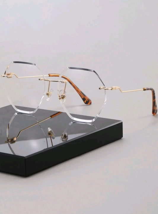 Geometric Lens Rimless Eyeglasses