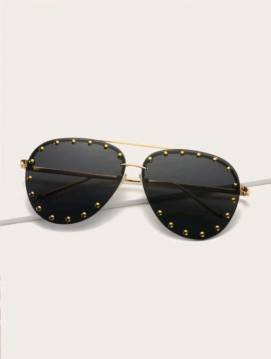 Studded Decor Aviator Fashion Glasses