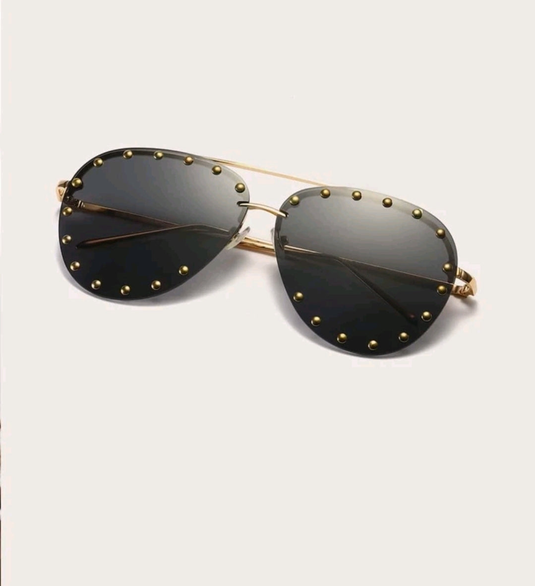 Studded Decor Aviator Fashion Glasses