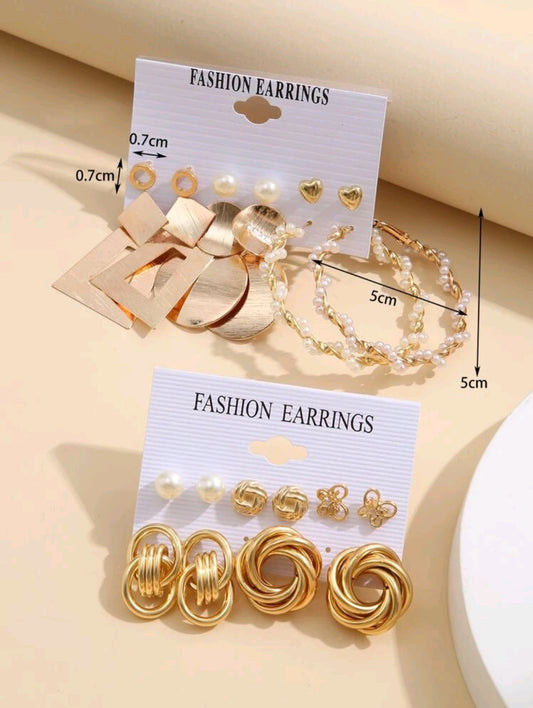 Faux Pearl Decor Earrings - 11 pair