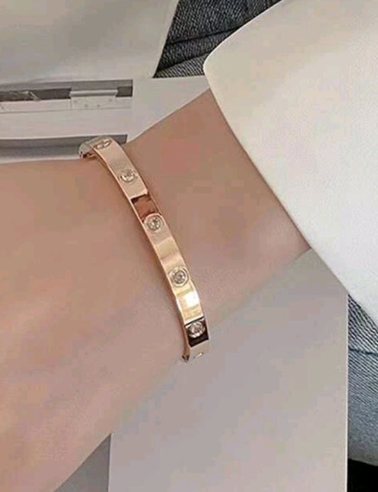 Stainless Steel Rhinestone Bangle