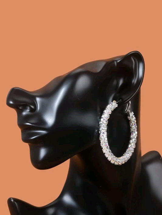 Decor Hoop Earrings Rhinestone