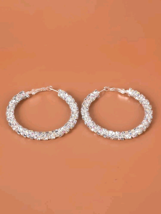 Decor Hoop Earrings Rhinestone