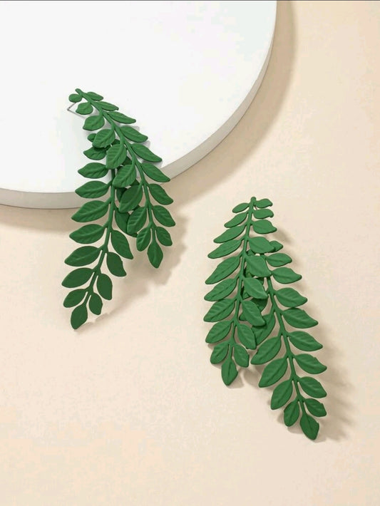 Leaf Design Earrings-Large