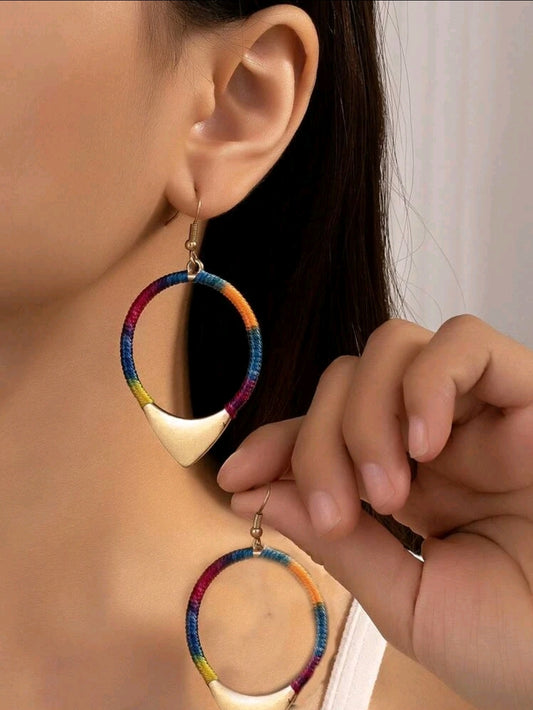 Multicolor- Round Drop Earrings