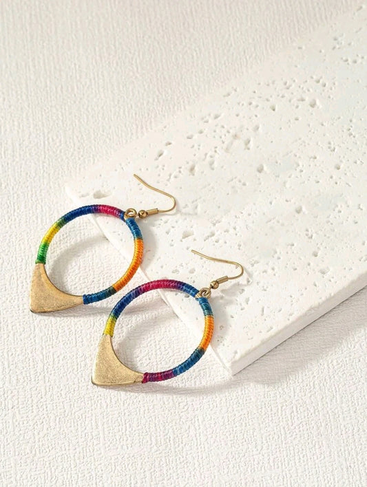 Multicolor- Round Drop Earrings