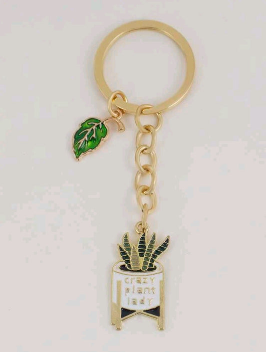 Leaf Charm Keychain-Gold