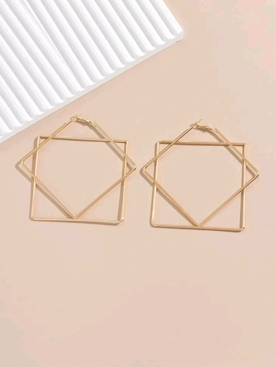 Oversized Geometric Hoop Earrings- Gold