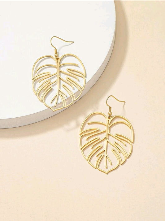 Hollow Leaf Drop Earrings