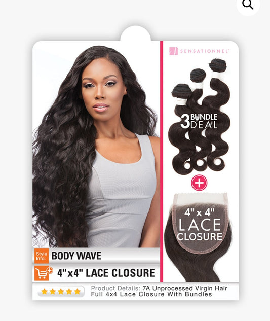 HH BODY WAVE (B&N 4X4 LACE CLOSURE+BUNDLE DEAL)