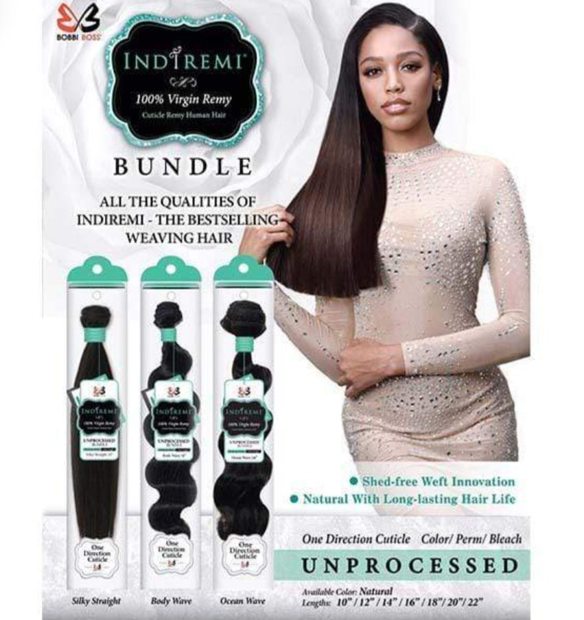 Bobbi Boss Indi Remi 100% Natural Virgin Human Hair Weave Bundle - STRAIGHT