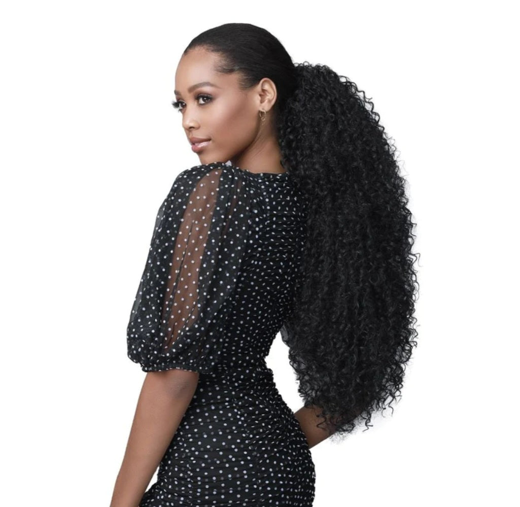 Bobbi Boss Miss Origin Tress Up Human Hair Blend Drawstring Ponytail - MOD051 Natural Jerry Curl