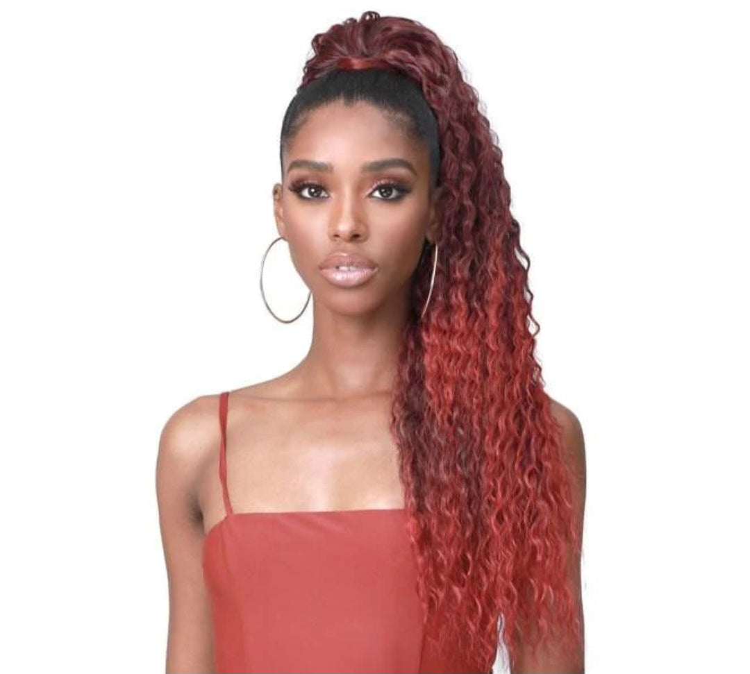 Bobbi Boss Miss Origin Tress Up Human Hair Blend Drawstring Ponytail - Brazilian Wave 14"