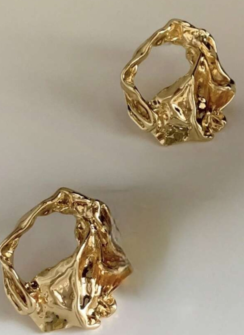 Gold Zinc Alloy Geometric Stud Earrings