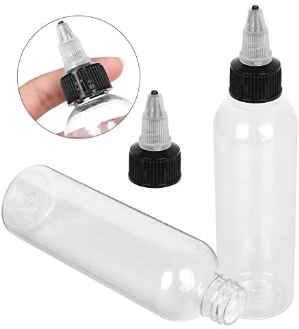 Round Bottles Dispensing Bottles with Twist Top Cap (2oz, Clear