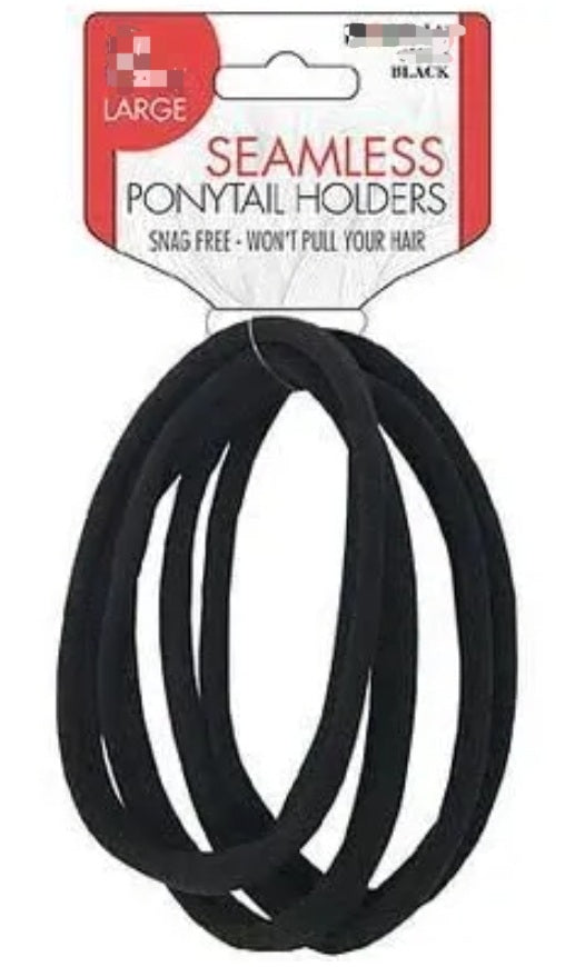 Premium Collection Ponytail Holders, Seamless, Blac