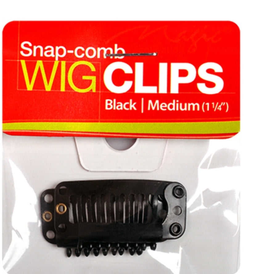 Snap-Comb Wig Clips Medium black