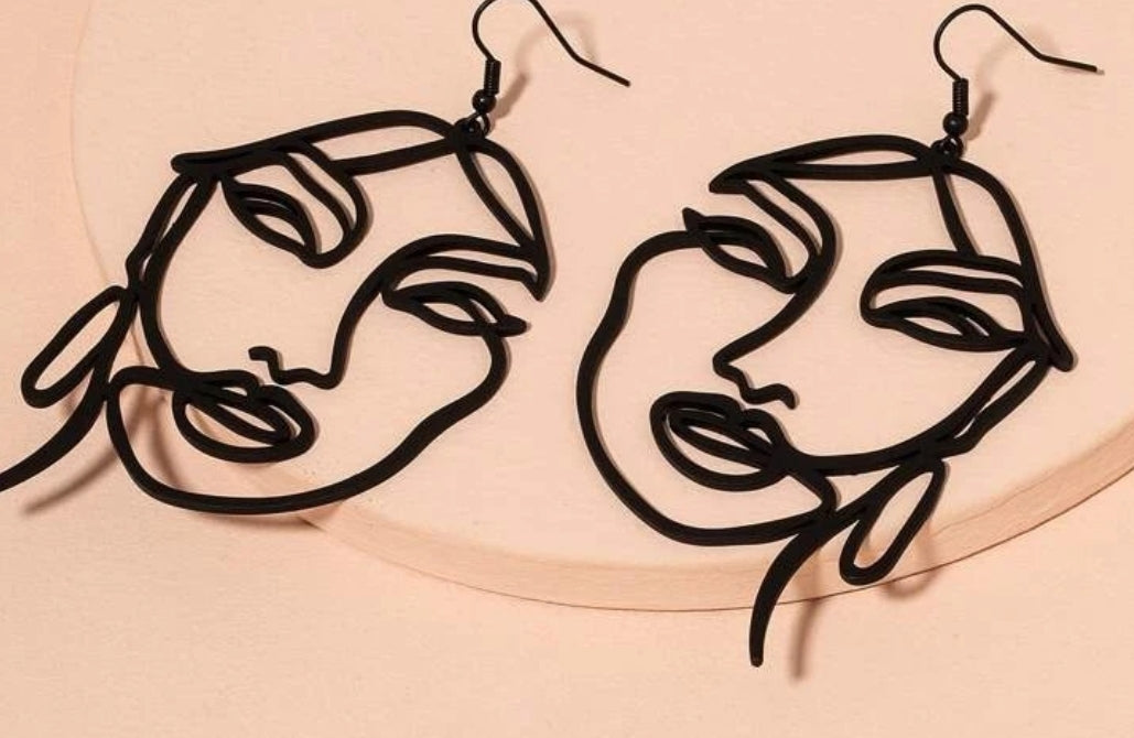 Hollow Out Face Design Earrings