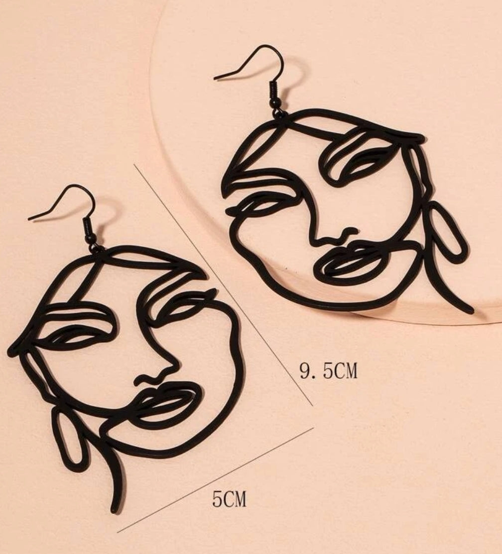 Hollow Out Face Design Earrings