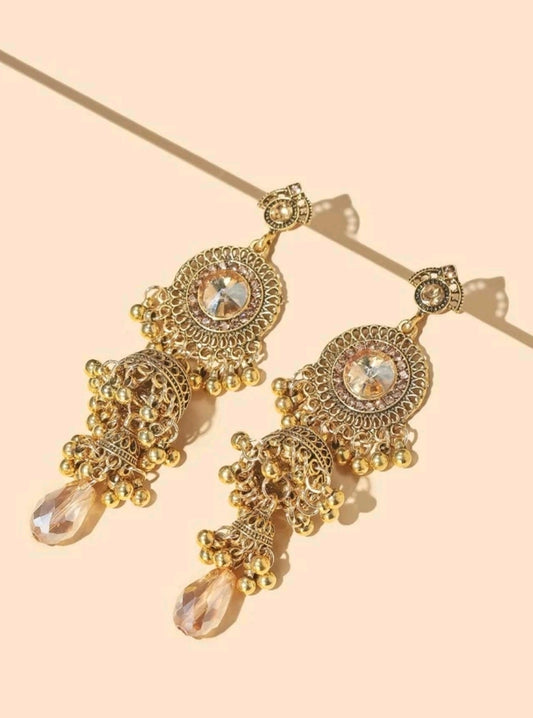 Bell Round Ball Tassel Drop Jhumka Earrings