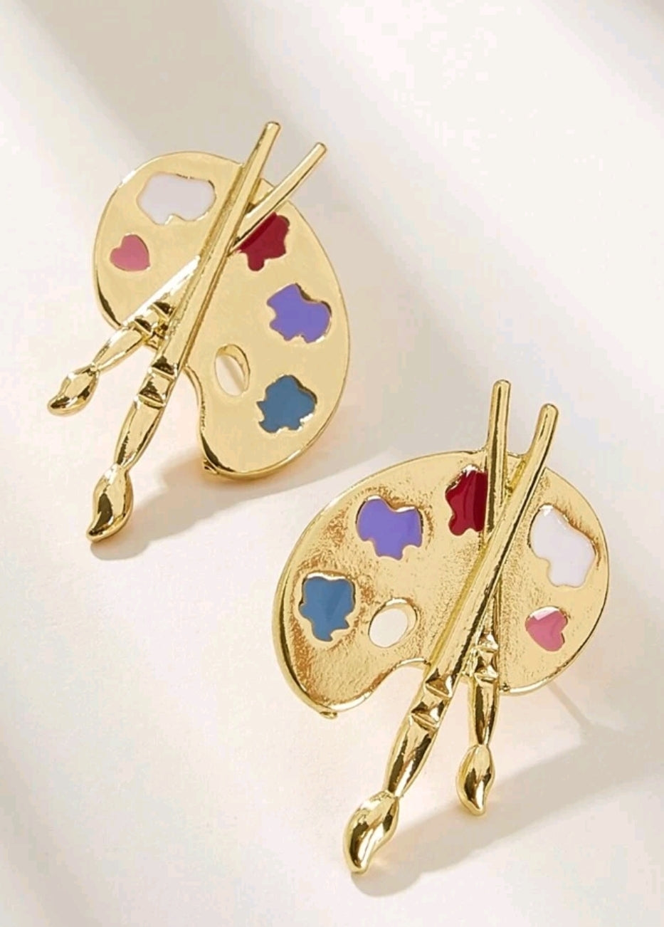 Metal Tray Shaped Stud Earring