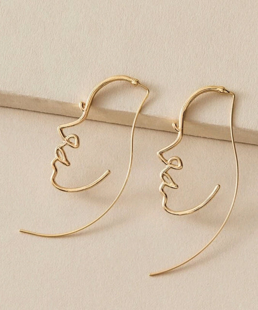 Hollow Out Face Design Earrings