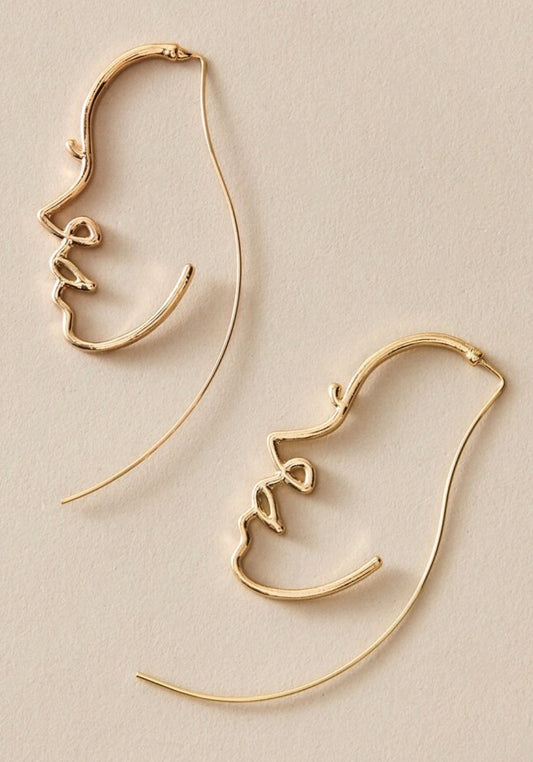 Hollow Out Face Design Earrings