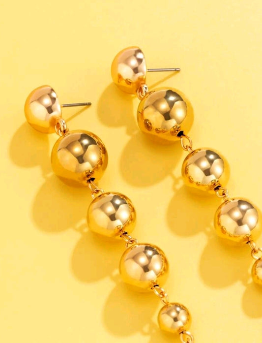 Link Round Ball Drop Earrings