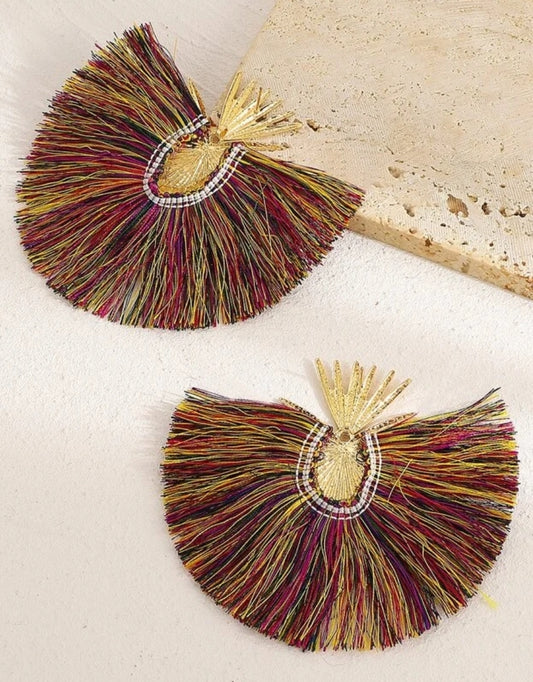 Block Tassel Drop Earrings