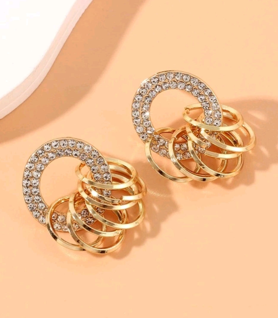 Rhinestone Circle Decor Earrings